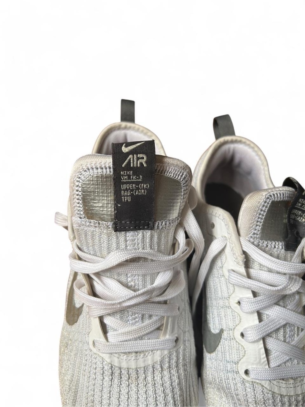 Nike Air VaporMax Flyknit 3 White Silver Running Sneakers Gym Futuristic Bubble - Picture 3 of 6